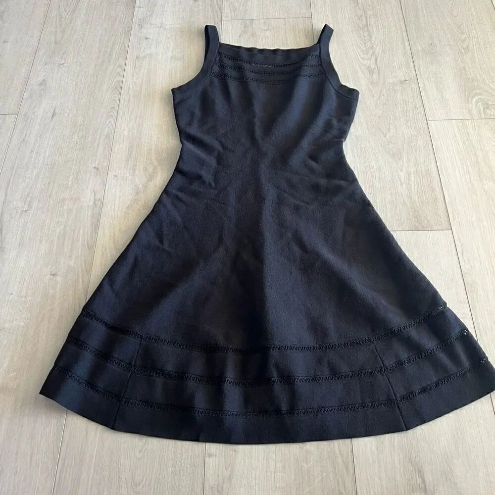Kate Spade Open Cable Sweater Tank Knit Dress Fit and Flare Black Size Medium